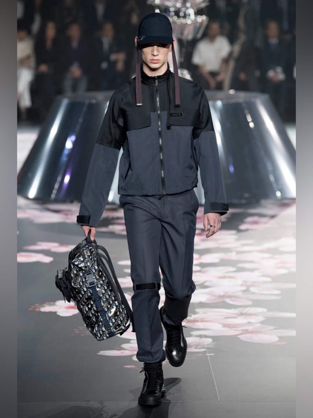 Dior Runway Pre Fall 2019 Oblique Monogram Nylon Leather Combat Boots - Picture 2 of 9